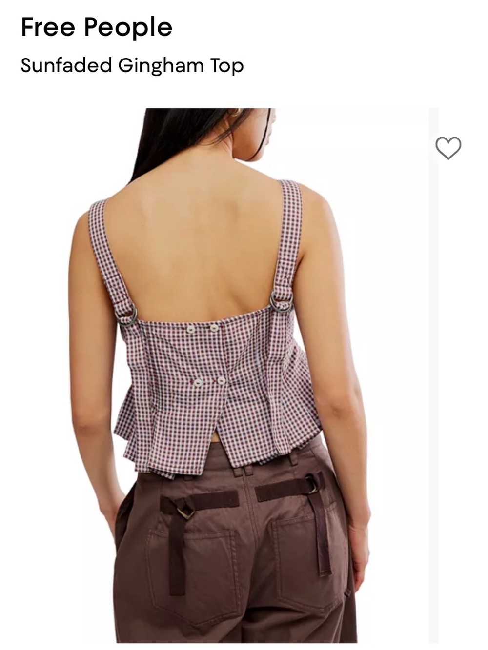 Free People Sunfaded Gingham Peplum Top in Frosty Lilac size medium - Picture 3 of 3
